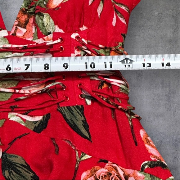 AFRM Micah Corset Tiered Maxi Floral Dress Slit Flutter Sleeves Size Small Read - Picture 13 of 14